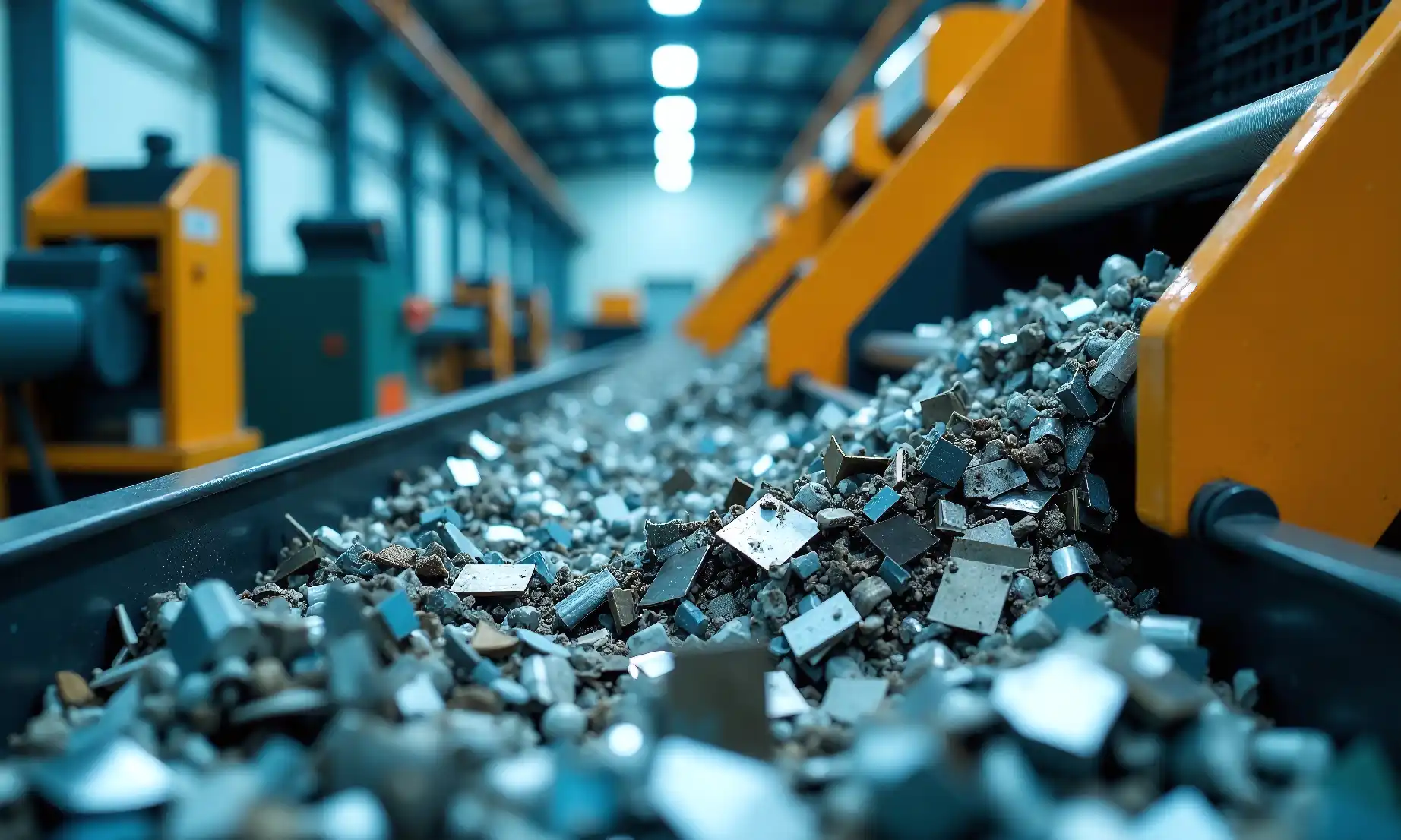 Scrap metal being weighed and sorted into different metal types