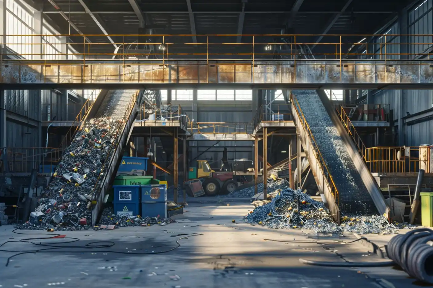 Scrap metal collection and recycling facility with sorted metal materials