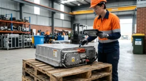 End-of-life electric vehicle battery prepared for safe recycling